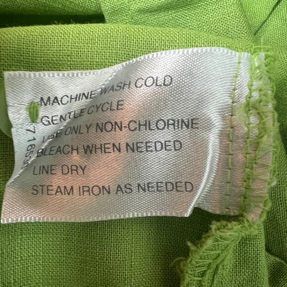 Worthington Vintage Line Cotton Lime Green Button Front Womens Shirt Size Small - Picture 11 of 13